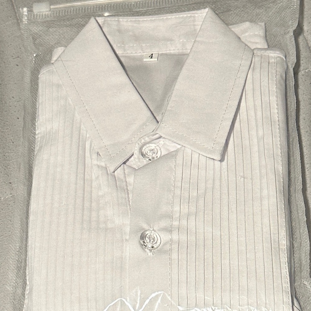 White Pleated Boy’s Dress Shirt